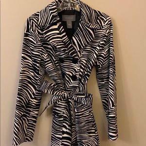 Ann Taylor ZEBRA PRINT trench coat size